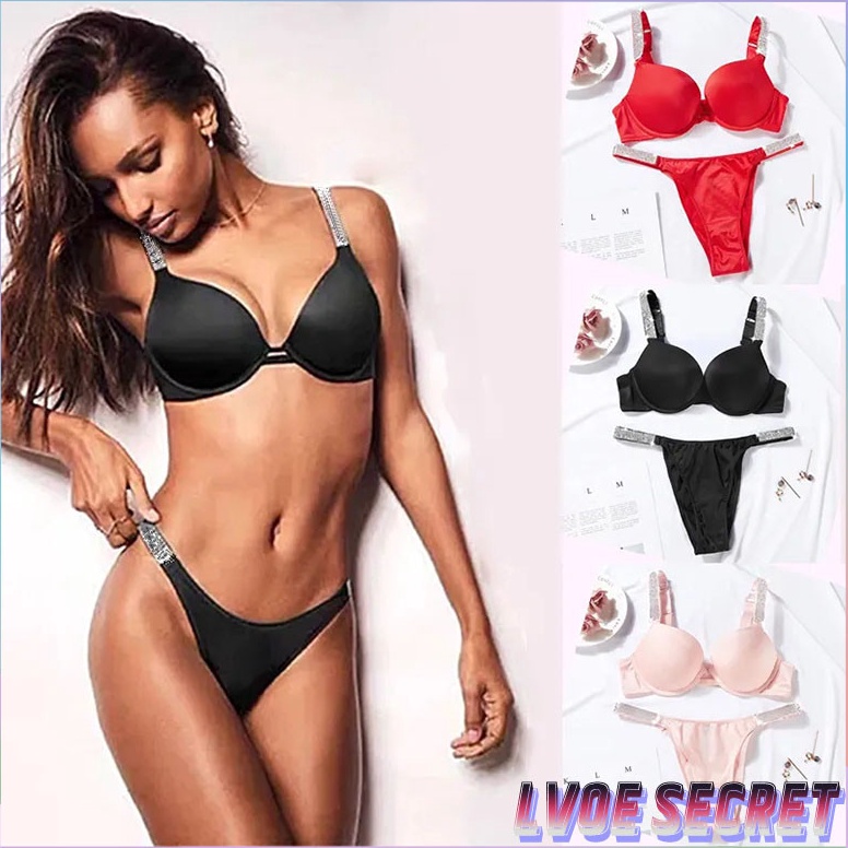 KODE V7F VS 83 Bra Push Up Berlian Imitasi Berhias Tali Berkilau Seksi Tubuh Bra Very Victoria Secre