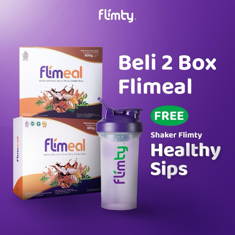 

(GRATIS SHAKER) Flimeal 1 Box 12 Sachet Flimty Meal Replacement Susu Diet