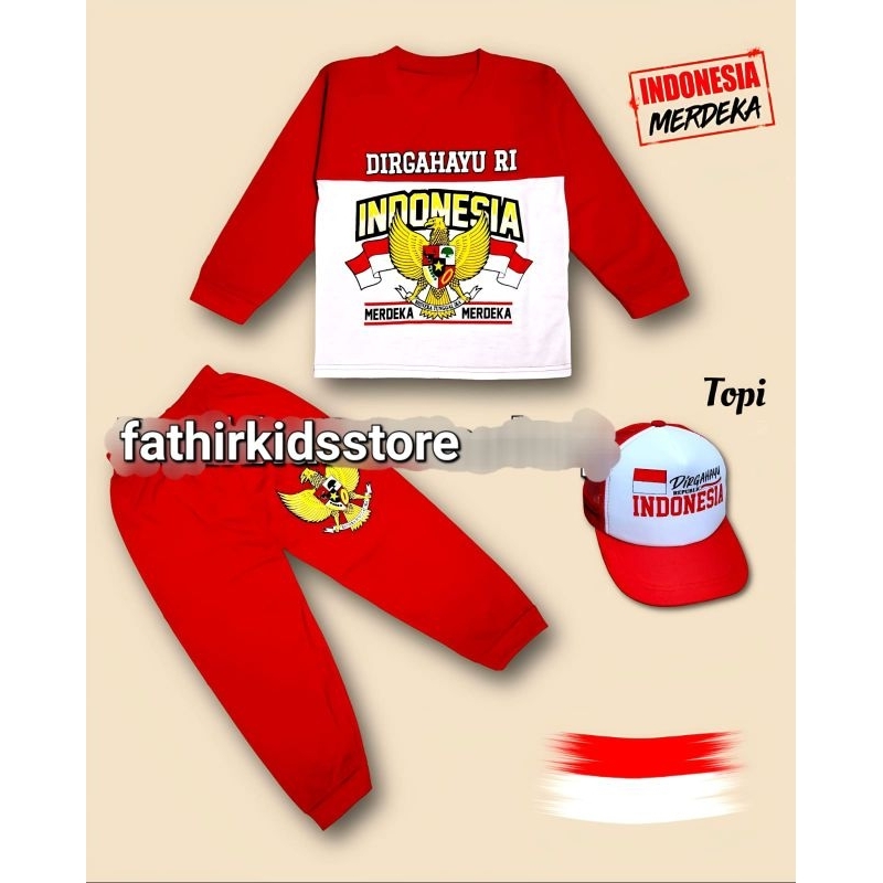 KAOS ANAK PANJANG GARUDA SETELAN ANAK PANJANG MERAH PUTIH GARUDA BISA DITAMBAH TOPI