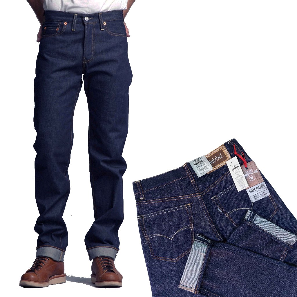 celana denim pria selvedge accent original brand shelstich / celana denim panjang / celana no label.