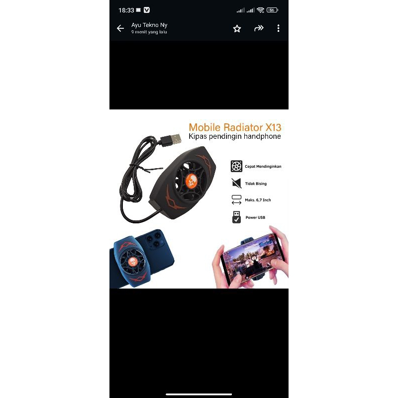 KIPAS PENDINGIN HP X13 / MOBILE RADIATOR X13 / KIPAS GAME PENDINGIN HANDPHONE