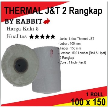 

LABEL THERMAL 100 X 150 [J&T] 2 RANGKAP STICKER 100x150 mm 250 Pcs