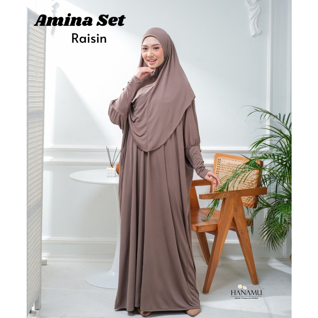Hanamu abaya set jersey stela gamis abaya hitam abaya set khimar abaya set outer