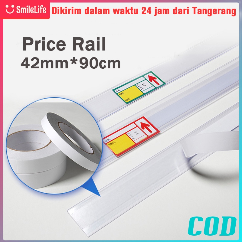 

90cm Klip Label Harga/Price Rail/Tempat Pemegang Harga Rak/Price Tag Holder/Label Harga Type Jepit
