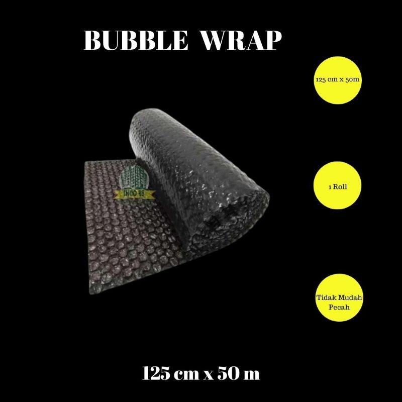 

BUBBLE WRAP ROLL 1,25 METER X 50 METER / BUBBLE WRAP HITAM / GELEMBUNG KEMASAN