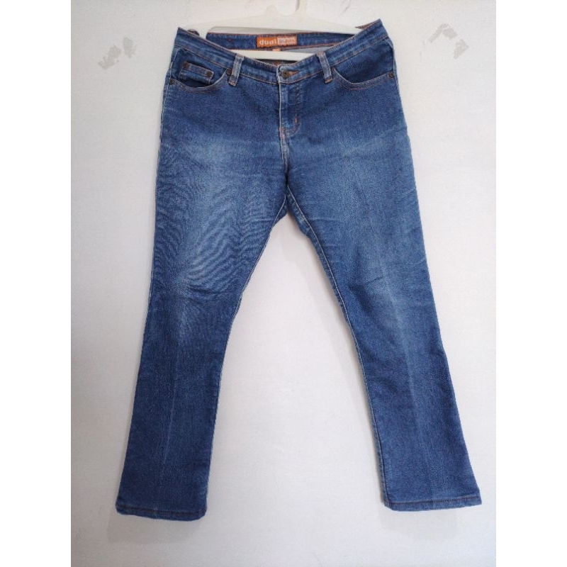 Celana Dual Jeans Denim Biru Navy Wash Cewek Wanita