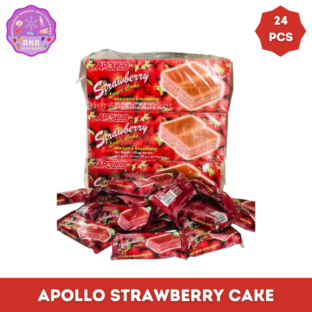 Apollo Strawberry Layer Cake Netto 18 Gram X 24 Pcs