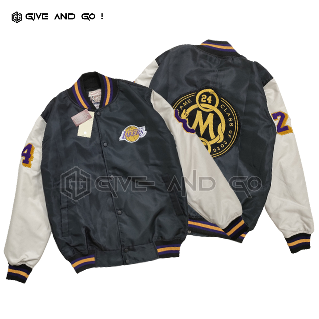 Jaket Bomber Varsity Lakers pria Wanita Premium - Jacket Basketball Vintage Terbaru