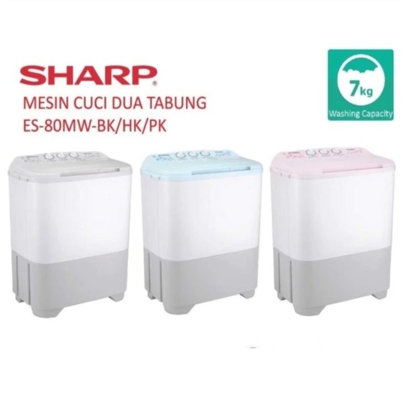 Mesin Cuci Dua Tabung Sharp Pure Magic ES-T80MW/Mesin Cuci Twin Tub/Mesin cuci 7Kg
