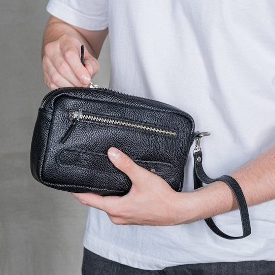 Pouch Handbag Kulit Asli Sapi - Tas Pria Handbag Kulit - Tas Tangan Kulit Pria