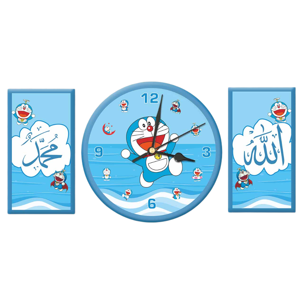 JAM DINDING KARAKTER DORAEMON / JAM DINDING KALIGRAFI ISLAMI  WALL CLOCK / HIASAN DINDING (COD)
