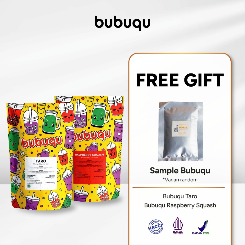 Bubuqu Paket Bundling Powder Drink Taro 1Kg + Powder Drink Raspberry Squash 1Kg