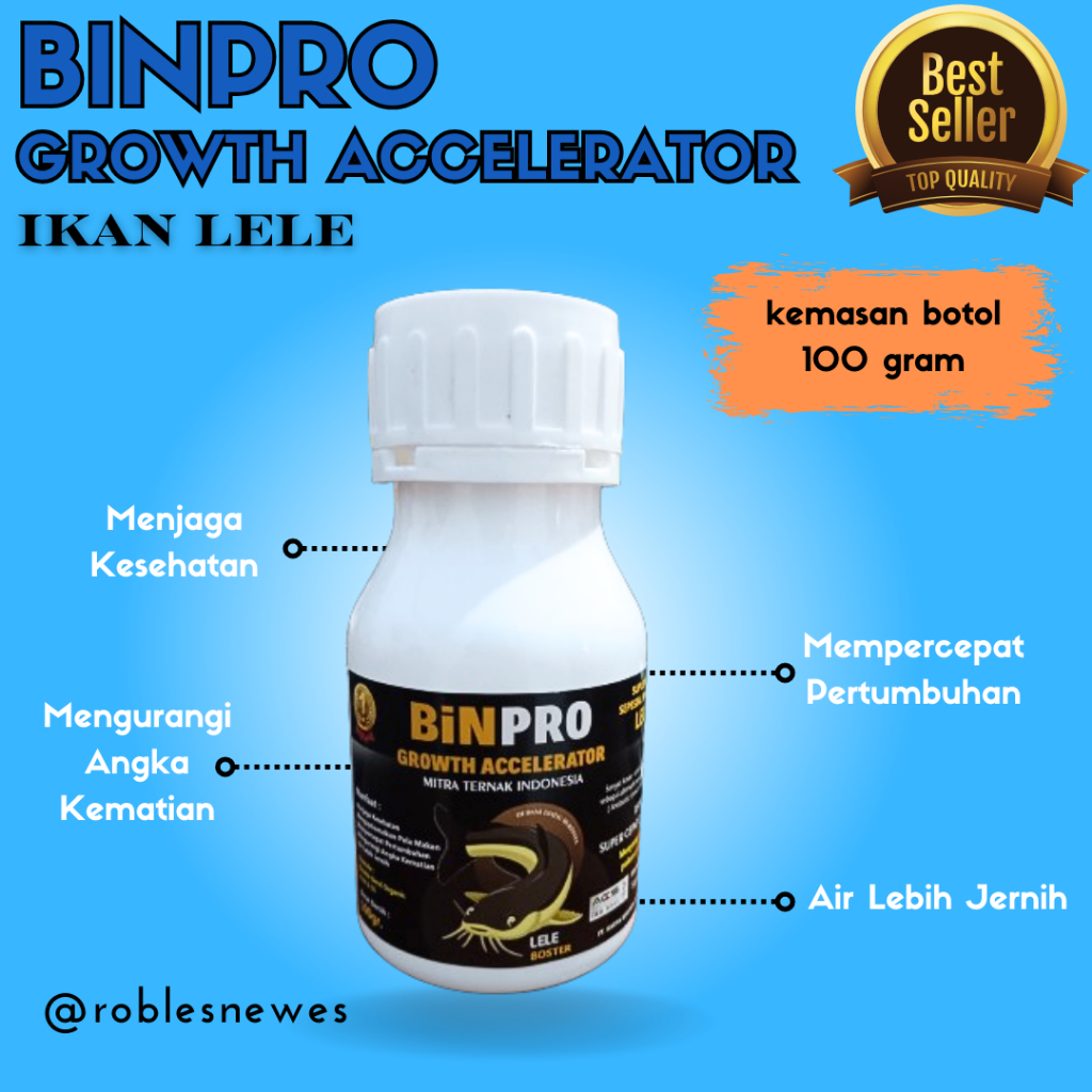 【KEMASAN BOTOL】BINPRO 100 Gram Vitamin Boster Untuk Pemacu Pertumbuhan Ikan LELE