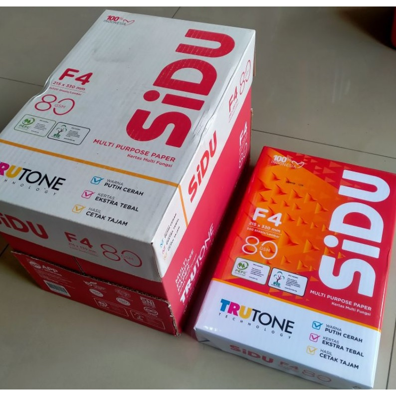 

SiDU F4 80 GSM SiDU Kertas HVS Print Sinar Dunia Kertas Fotocopy 1 Rim 500 Lembar