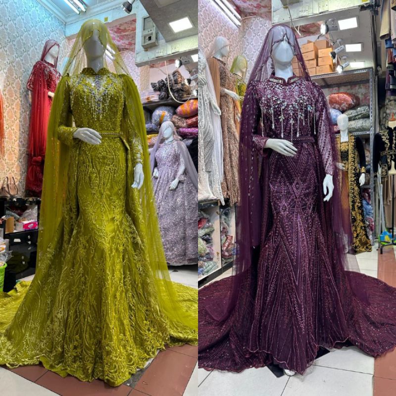 Gaun Pengantin Duyung Dress / Baju Pengantin Dress Ekor Lepasan / Wedding Gown Ekor Lepas Pasang