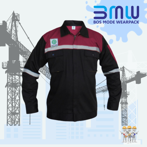 WEARPACK SAFETY/ KEMEJA/KATELPAK/ BAJU PROYEK/ ATASAN SAFETY WARNA HITAM MERAH MARUN