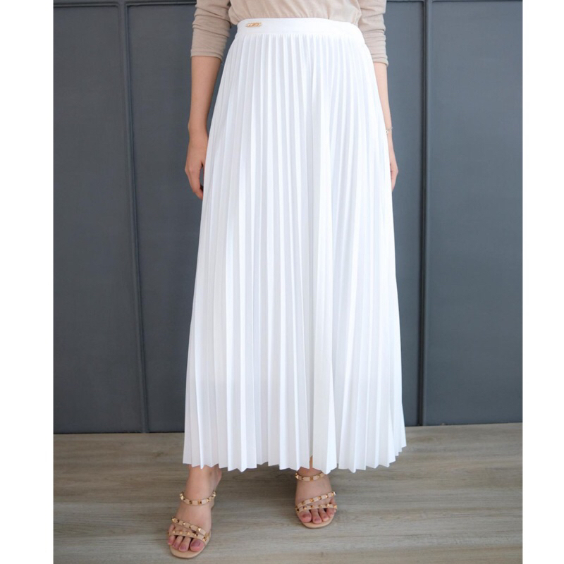CORDY - BASIC COLLECTION - pleats skirt CFB789 | rok plisket premium / rok putih furing/ rok plisket