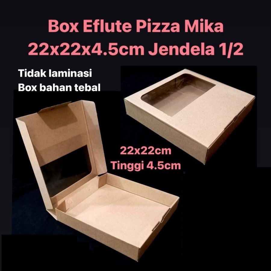 (10 Pcs) Dus Mika Pizza Brownies Kotak Lapis Legit Box Pie Cake Coklat Polos Size 22x22x4 Cm