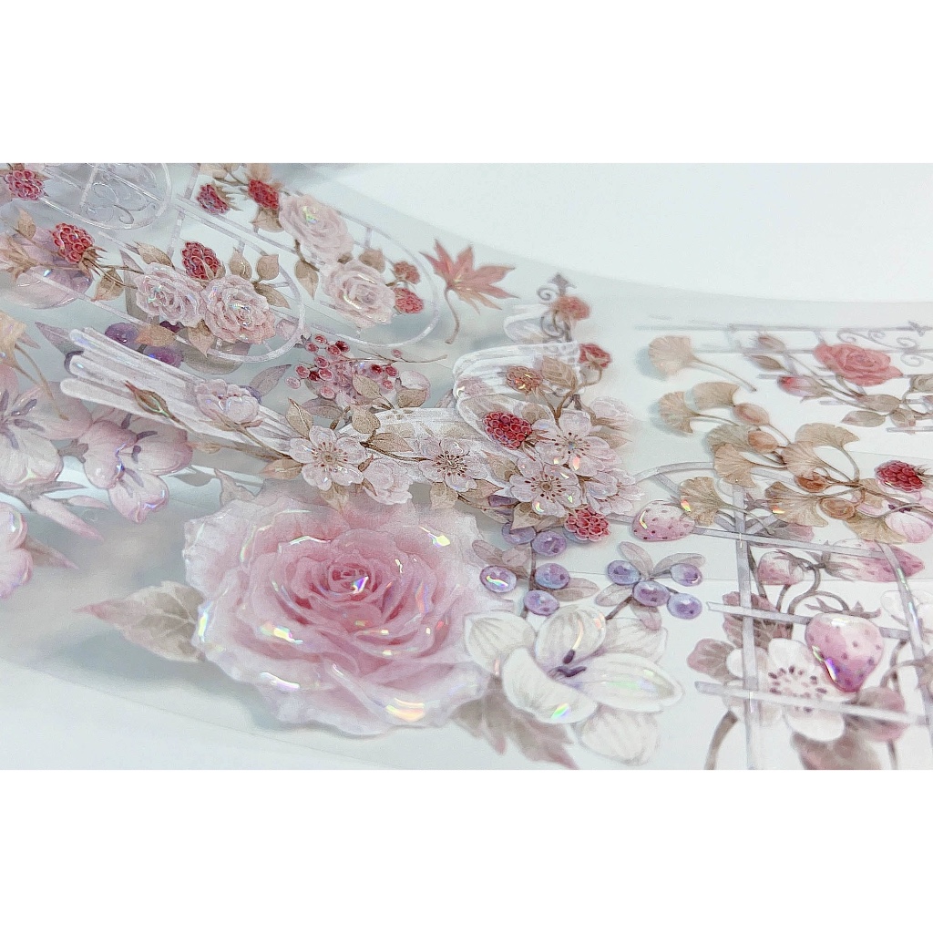 

(Kiricart) The Art of Eternal Blossom Series 1 Shining PET Tape Hologram/Gold Layered DIY Journal Scrapbook