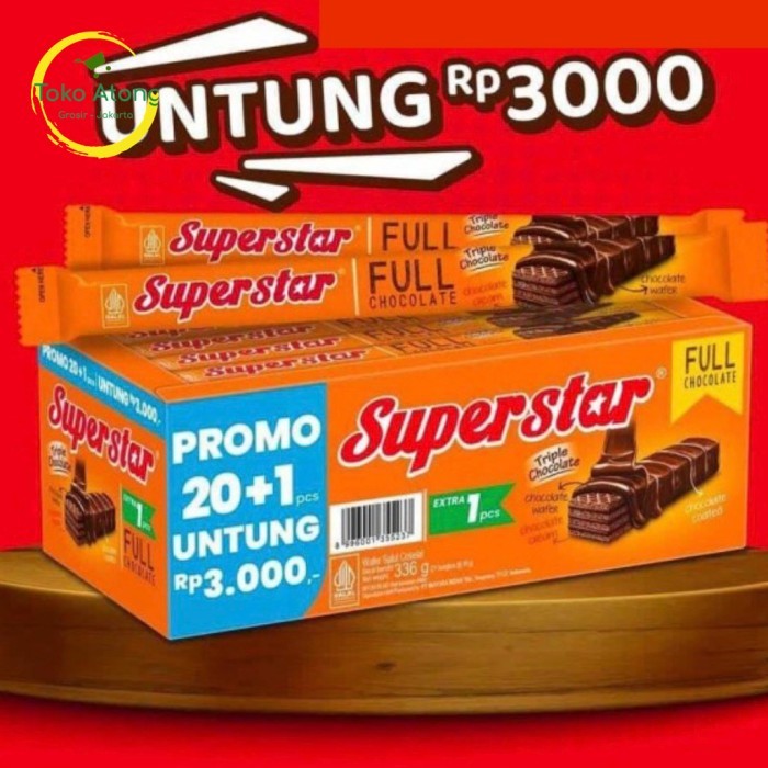 

Superstar Triple Chocholate 1 Pack - Isi 21 Pcs - Wafer Coklat Renyah - Jajanan JADUL