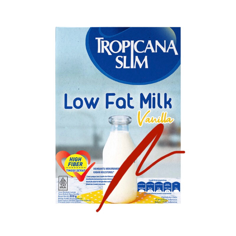 

Tropicana slim low fat milk 500g susu vanila