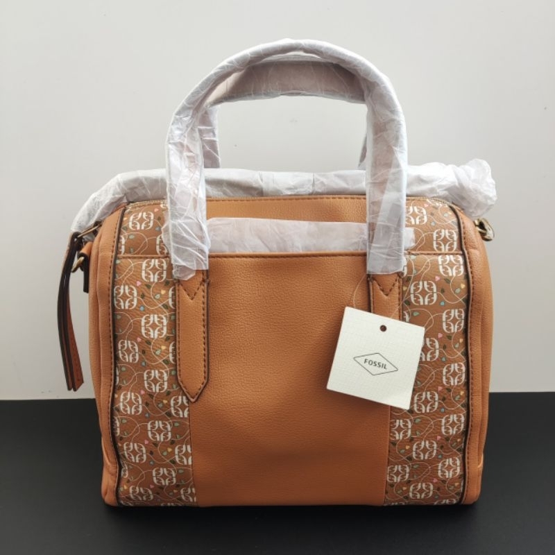 Fossil sydney satchel floral tan