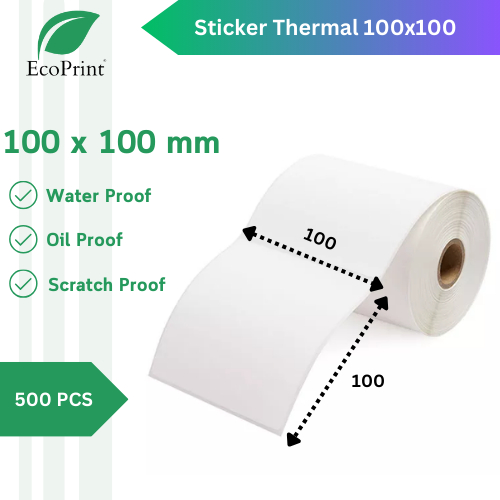 

ECOPRINT Label Sticker Thermal 100mm x 100 mm isi 300 pcs