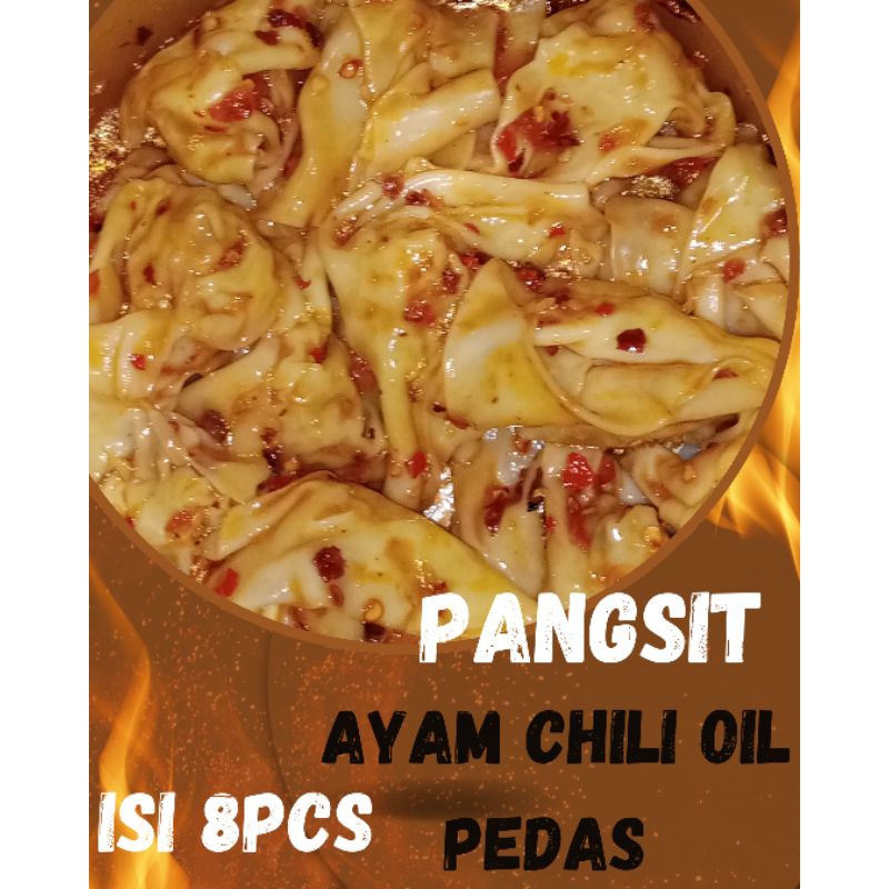 

Pangsit Chili Oil Isi 8 pcs,Pangsit isi ayam Viral Chili Oil,Pangsit Goreng,Pangsit Rebus,Pangsit Kuah, Pangsit Isi Ayam