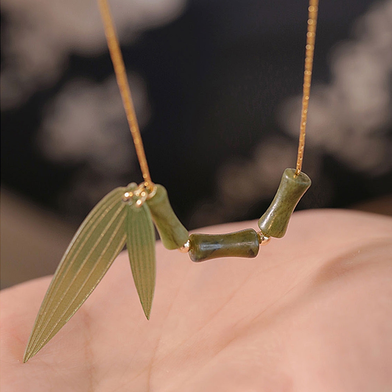 ✨COD Kalung Keberuntungan Bambu Gaya Cina Antik Kalung Simpul Bambu Gaya Cina Baru Rantai Leher Gaya