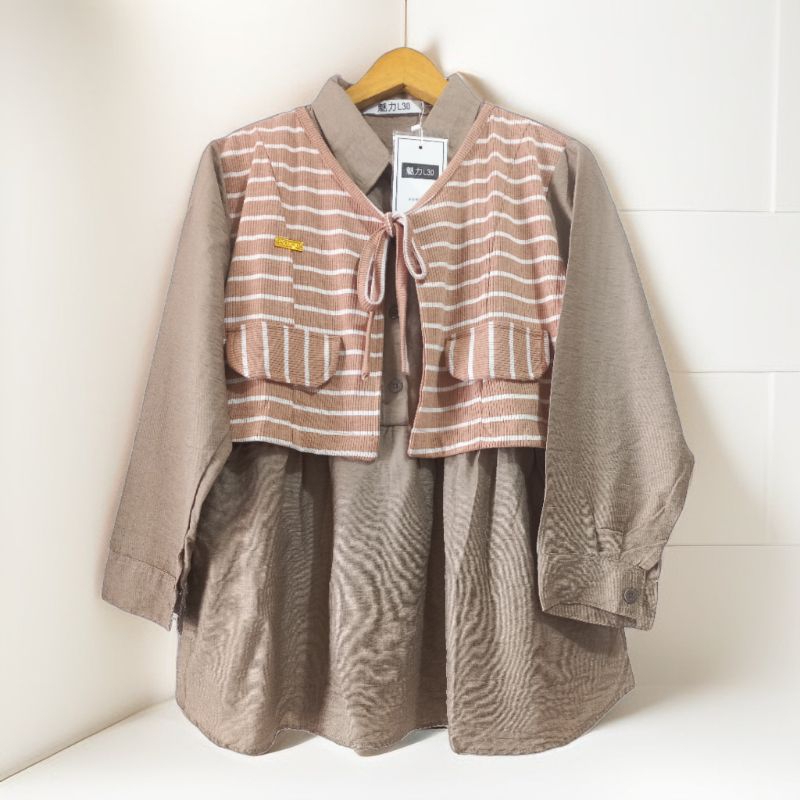 L 30 KEMEJA VEST RAJUT KOREAN STYLE