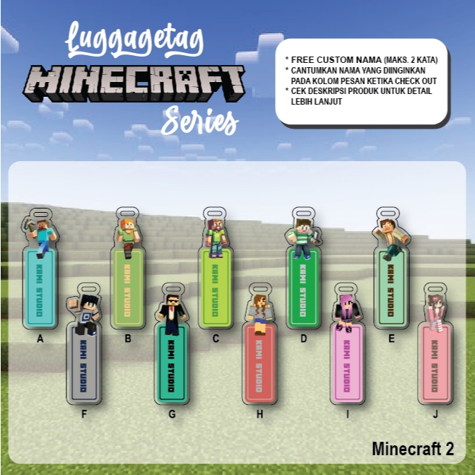 LUGGAGE TAG MINECRAFT / GANTUNGAN KOPER  / GANTUNGAN TAS NAMA / BAG TAG PRINTING/ KADO CUSTOM NAMA /