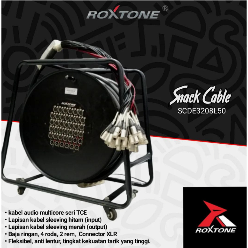 kabel snake Roxtone 32ch 8out 50meter snake cable with roller drum