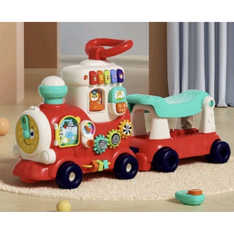 SUPER JUMBO RIDE ON TRAIN PUSH WALKER TRAIN GANDENG 4IN1 MUSIC SEPEDA BIKE MOTOR RODA MOTORIK ALPHAB