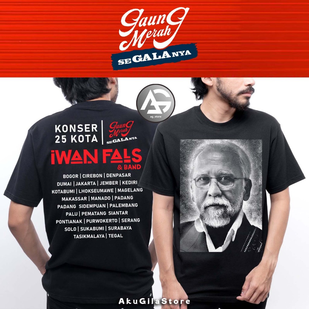 kaos iwan fals - konser 25 kota iwan fals - kaos oi - gaung merah