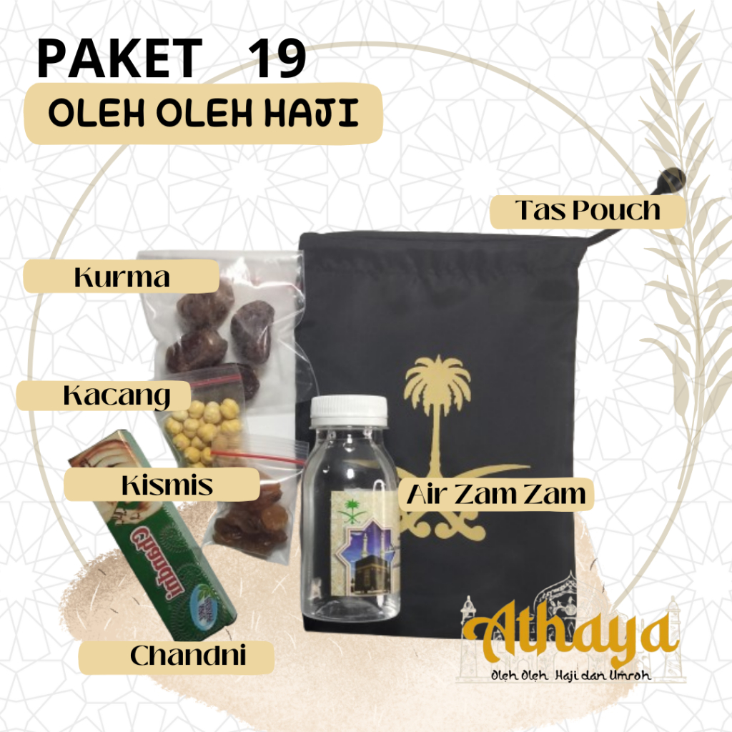 

Paket 19 Pouch Oleh-oleh haji dan umroh/Pasuhe+Henna chandini