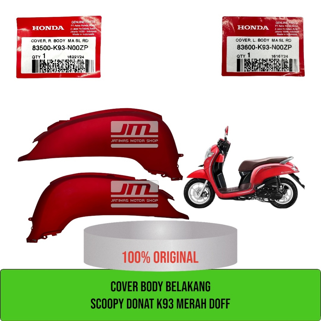 Cover body belakang scoopy donat K93 merah doff 83500-K93-N00ZP 83600-K93-N00ZP
