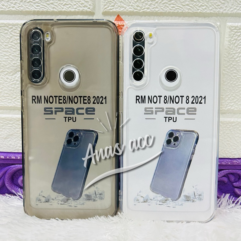 SoftCase Casing Xiaomi Redmi Note 8 / Note 8 2021 Silikon Bening Clear Black Transparan Pelindung+Ca