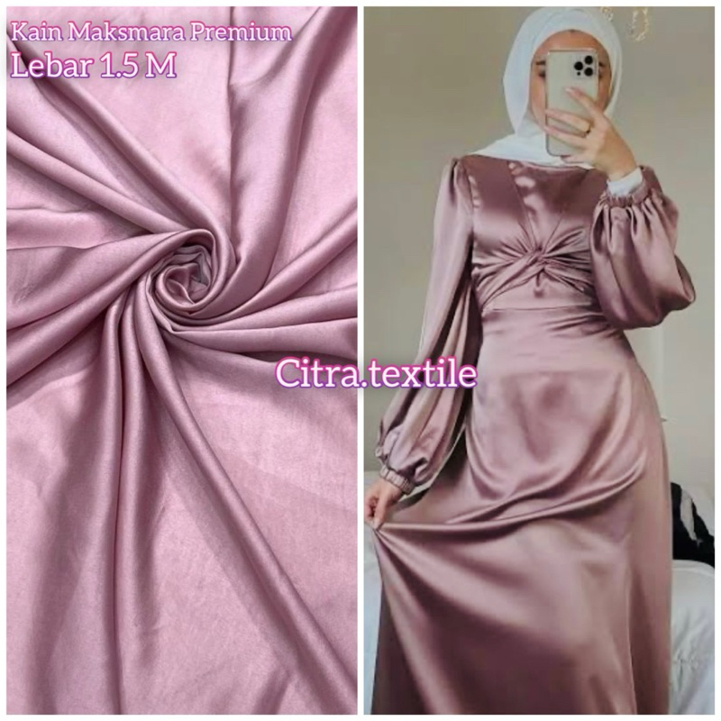 (COD) Kain Satin Maksamara Premium | Satin Polos Lembut | Bahan Bridesmaid | Bahan Dress | Bahan Gam