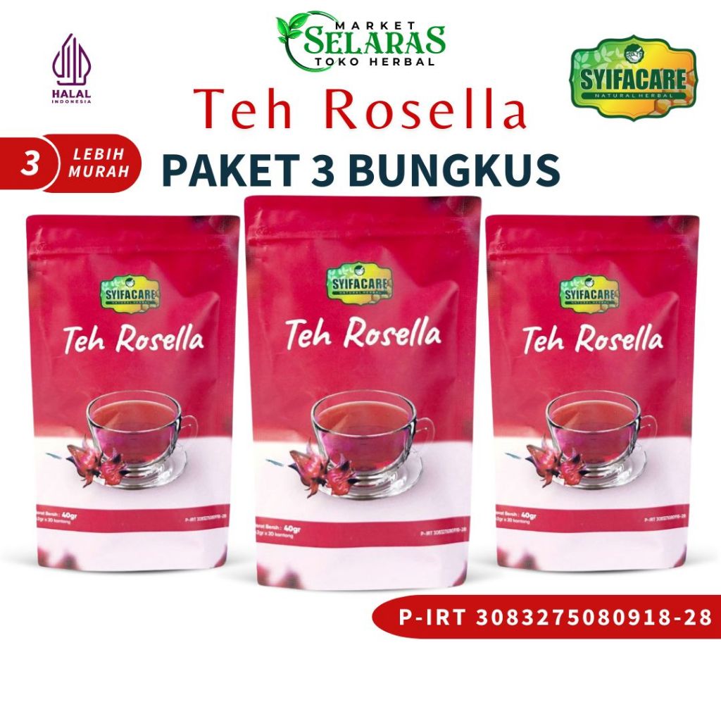 

Paket 3 Bungkus Teh Rosella Syifacare Minuman Tradisional 100% Dari Bahan Alami Isi 20 Kantong Teh