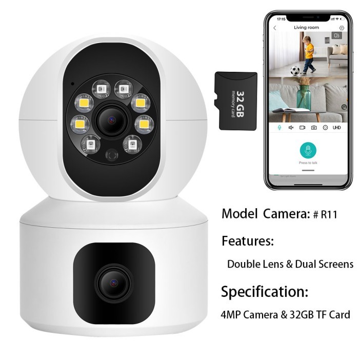 NEW NEW Smart IP Cam V380 Pro Dual Camera Indoor PTZ Dua Kamera CCTV V380 CCTV WIFI Dua Lens Kamera 