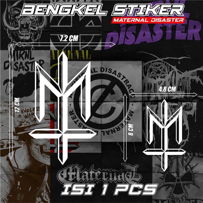Sticker Metal Maternal Disaster Anti Air Hitam Putih Hologram Merah - Sticker Distro Maternal Viral 