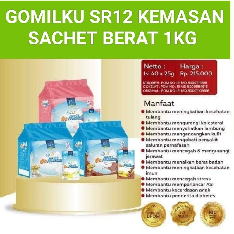 

GO MILKU SACHET SR12 / GOMILKU SR12 / GOMILKU GOLD SUSU KAMBING ETAWA PLUS HERBAL