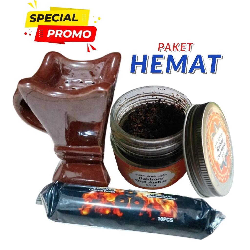 Paket hemat bukhur oud ambar 50gr prapen plus arang