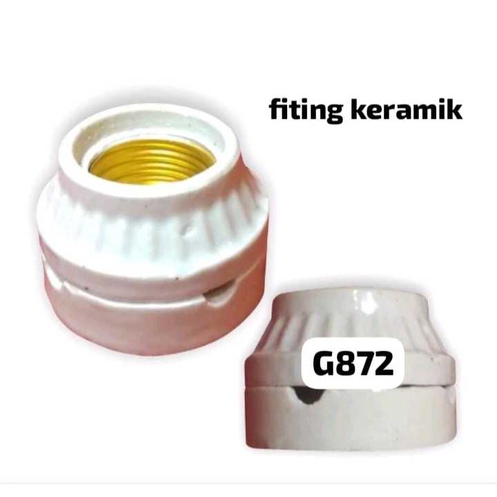 G872 FITTING RUMAH LAMPU PLAFON  PENDEK KERAMIK E27 FITING BOHLAM DOWNLIGHT OUTBOW GANTUNG PORSELENN