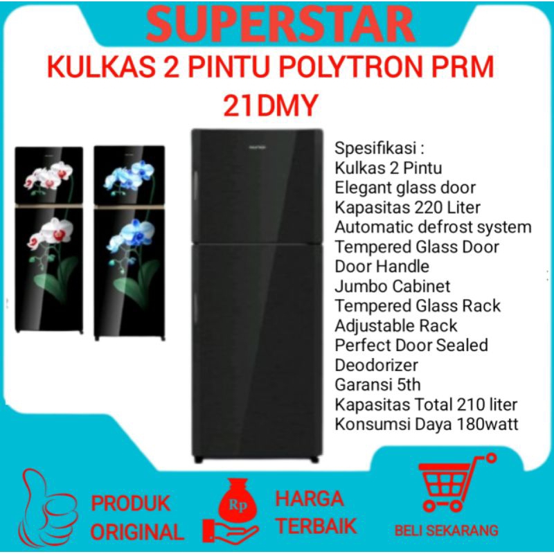 Kulkas 2 Pintu Polytron Prm-23Dmy/PRM-23DMY