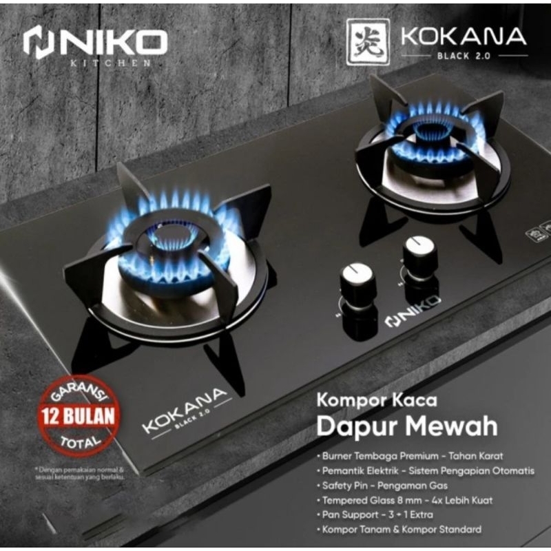KOMPOR TANAM NIKO KOKANA BLACK 2.0 2 TUNGKU KOMPOR GAS TANAM KOMPOR TANAM NIKO KOKANA