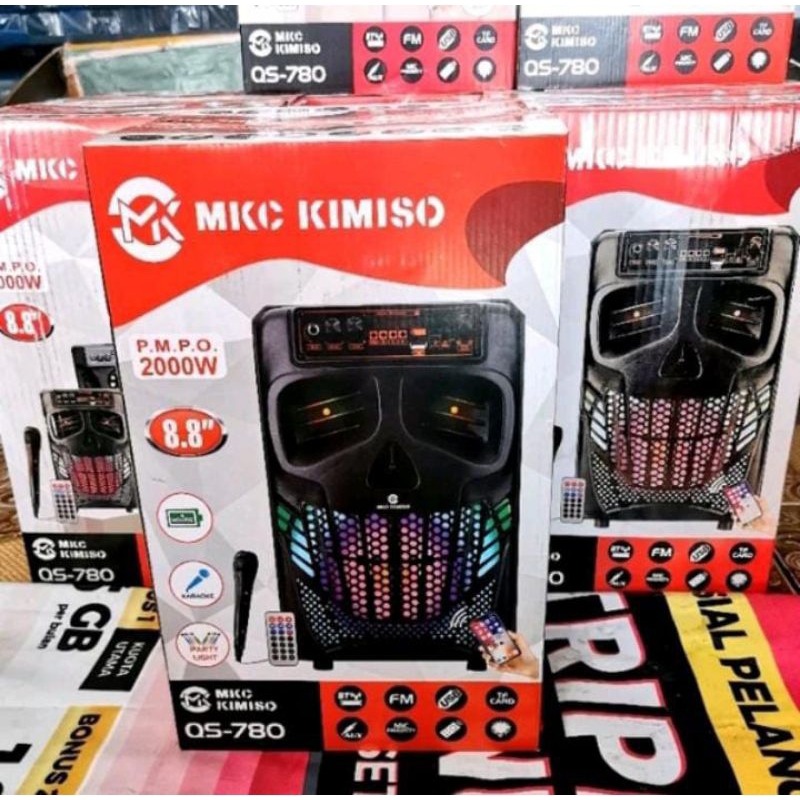 KIMISO SPEAKER PROTABLE KARAOKE 2000W 8.8"/6.8 MKC KIMISO QS-780 HARGA TERJANGKAUU