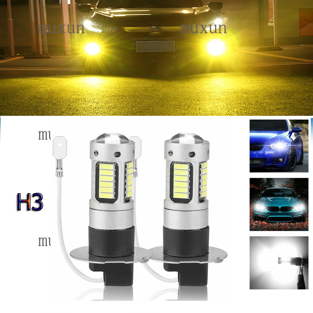 UYUI 2 Buah Lampu 30 LED Putih H3 untuk Fog lamp Mobil Lampu Depan 12V Anti Kabut Untuk Mobil Kuning