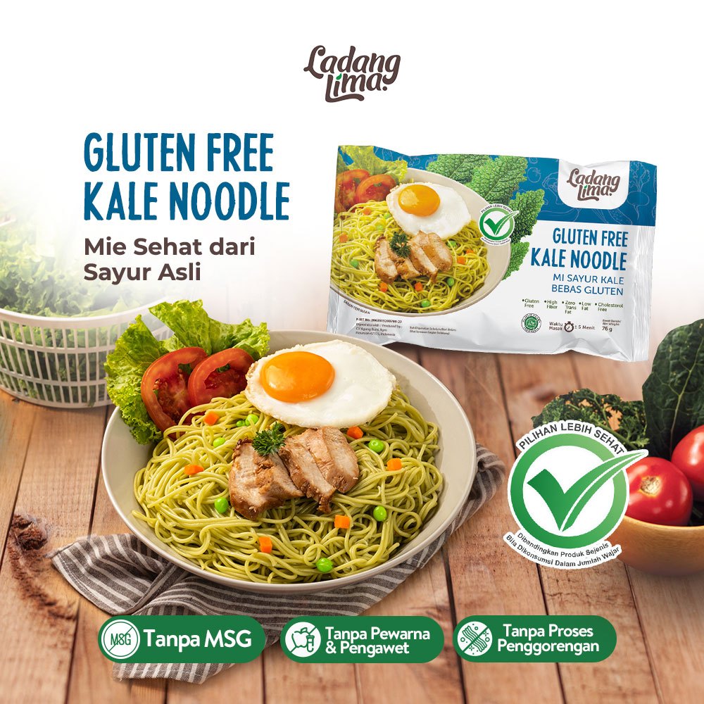 

Mie Kale 76g Ladang Lima - Veggie Noodle Gluten Free Bebas MSG Mi Goreng Instan Anak Tanpa Pengawet