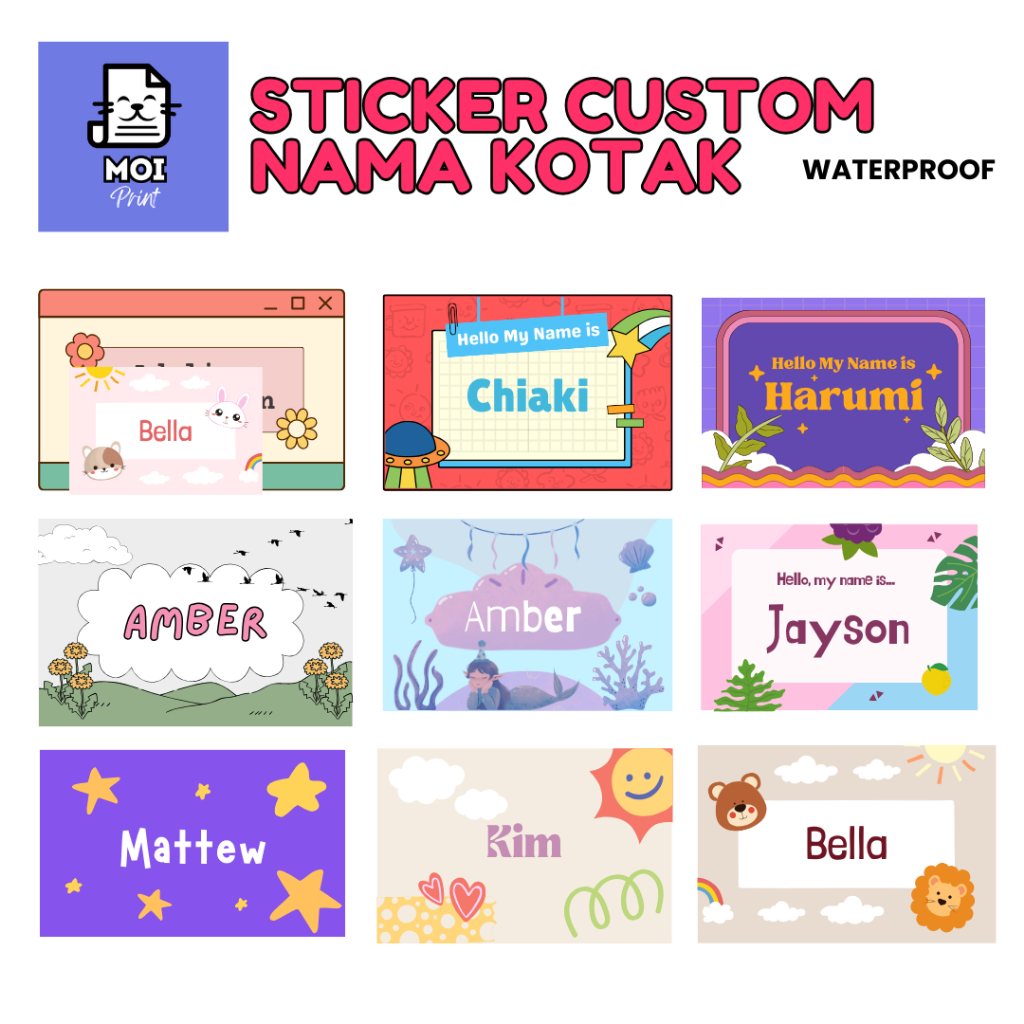 

Stiker Custom Nama / Label Nama Anak / Stiker Lucu Anak / Sticker Unik Custom / Sticker Kartun Lucu / Sticker Murah